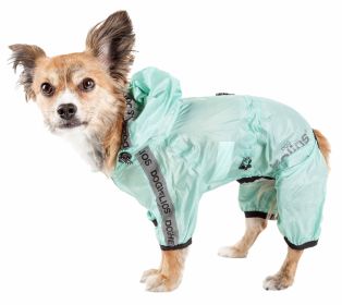Dog Helios 'Torrential Shield' Waterproof Multi-Adjustable Full Bodied Pet Dog Windbreaker Raincoat (Color: green, size: X-Large)