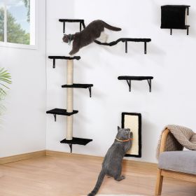 5 Pcs Wall Mounted Cat Climber Set;  Floating Cat Shelves and Perches; Modern Cat Furniture (Color: black)