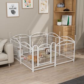 Dog Playpen Indoor 24 inch 8 Panels Metal Dog Pen Pet Dog Fence Outdoor Exercise Pen with Doors (Color: as Pic)