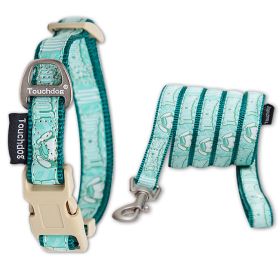 Touchdog 'Funny Bun' Tough Stitched Embroidered Collar and Leash (Color: green, size: small)