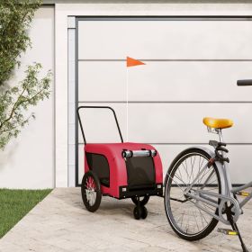 Pet Bike Trailer Red and Black Oxford fabric, Iron, PVC Medium (Color: Red)