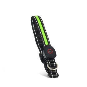 Blinking Flashing Pets Safety LED Adjustable Dog Collar (Color: green, Type: Pet supplies)