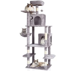 VEVOR Cat Tree for Indoor Cats, 68.5" Cat Tower with 2 Cat Condos, Sisal Scratching Post, Hammock, Top Perch, Jumping Platforms (Default: Default)