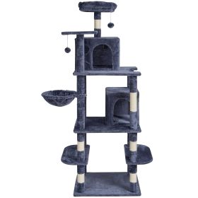Cat Tree for Indoor Cats, 68.5" Cat Tower with 2 Cat Condos, Sisal Scratching Post, Hammock, Top Perch, Jumping Platforms (Default: Default)