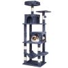 Cat Tree for Indoor Cats, 63" Cat Tower with 2 Cat Condos, Sisal Scratching Post, Hammock, Top Perch, Jumping Platforms