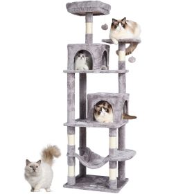 VEVOR Cat Tree for Indoor Cats, 63" Cat Tower with 2 Cat Condos, Sisal Scratching Post, Hammock, Top Perch, Jumping Platforms (Default: Default)