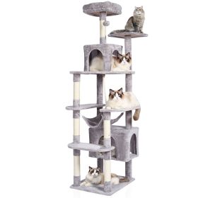 VEVOR Cat Tree for Indoor Cats, 72" Cat Tower with 2 Cat Condos, Sisal Scratching Post, Hammock, Top Perch, Jumping Platforms (Default: Default)