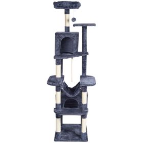 Cat Tree for Indoor Cats, 72" Cat Tower with 2 Cat Condos, Sisal Scratching Post, Hammock, Top Perch, Jumping Platforms (Default: Default)