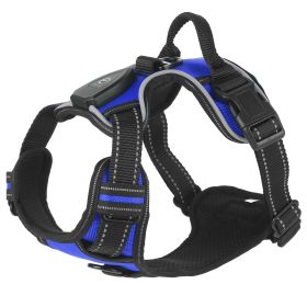 Dog Harness Rechargeable LED Dog Harness No Pull Lighted Dog Vest with Handle (Color: Dark Blue, size: M)
