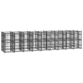 Dog Kennel Black Powder-coated steel Extra Large Durable (Color: black)