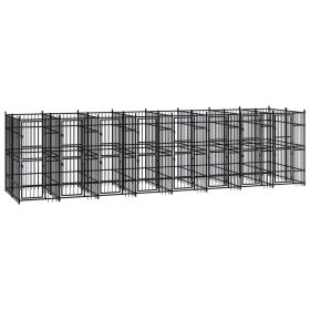 Dog Kennel Black Powder-coated steel Large Durable Dog Kennel (Color: black)