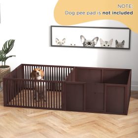 Dog Whelping Box with Removable Doors Puppy Indoor Playpen (Color: Coffee)