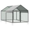 Metal Chicken Coop for 4-6 Chickens, 3.3 x 6.6 x 3.3 ft, Small Chicken Cage with Waterproof Cover & Double Doors