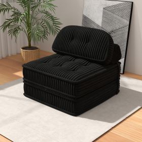 Fully Compressible Folding Sofa Bed Convertible to Sleeping Chair with Foldable Mattress Pillow Top & Backrest (Color: black)