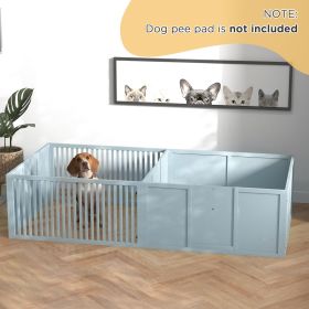 Dog Whelping Box with Removable Doors Puppy Indoor Playpen (Color: Light Gray)