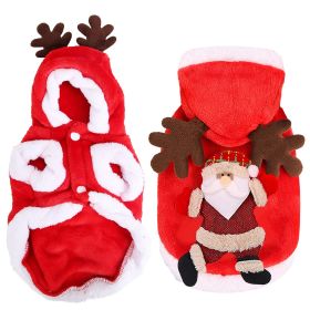 Christmas Clothes Santa Claus Reindeer Antlers Costume Winter Outfit (Color: Red, size: large)