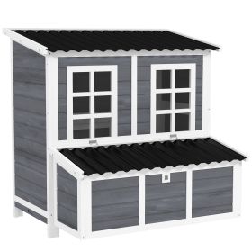 Wooden Chicken Coop with Nesting Box, Pull-Out Tray, Waterproof Roof, 39" Chicken House for 4-6 Chickens, Rabbits (title: default title)