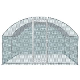 13 X 10 Ft Large Metal Chicken Coop, Walk-in Poultry Cage Chicken Hen Run House With Waterproof Cover (Color: as picture)
