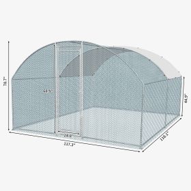 10 X 10 Ft Large Metal Chicken Coop, Walk-in Poultry Cage Chicken Hen Run House With Waterproof Cover (Color: as picture)