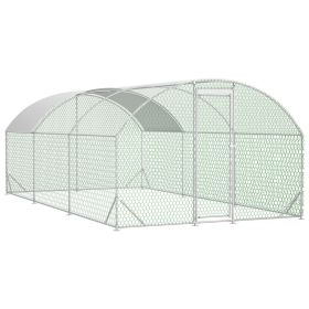 Large Chicken Coop Metal Chicken Run with Waterproof and Anti-UV Cover, Dome Shaped Walk-in Fence Cage Hen House for Outdoor and Yard Farm Use (Color: as Pic)