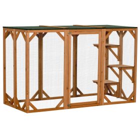Cat Cage Catio Outdoor Enclosure with Waterproof Roof Multi Level (Color: Orange)