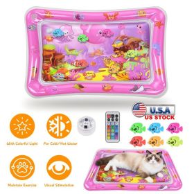 Cat Water Mat Interactive Sensory Mat With Floating Fish Toys LED For Indoor Cats Kittens (Option: Pink)