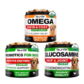 Dog Hip & Joint Supplement Glucosamine Chondroitin MSM Chews with Hyaluronic Acid (Option: ProbioticsOMEGA3 Fish OilHip)