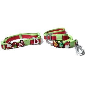 Dual Color Embossed Pet Leash Set Stylish Practical Walking Accessory (Option: Red-25mm)