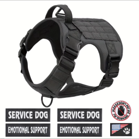 Hiphoppet US Local Tactical Service Dog Harness Vest Adjustable Reflective No Pulling Large Dog Harness With Metal Buckle (Option: Black-L)