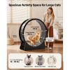 Cat Exercise Wheel, 48 in Wooden Cat Running Wheel for Indoor Cats up to 28 lbs, Cats Treadmill with Carpeted Runway & Locking Mechanism
