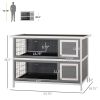 54" 2-Story Large Rabbit Hutch Bunny Cage Wooden Pet House Small Animal Habitat with Lockable Doors
