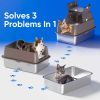Stainless Steel Cat Litter Box with Lid - XL 18" Deep for Big Cats,180° Flip-Top, Odor-Free & Anti-Leak with Scoop