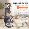 Cat Tree for Indoor Cats, 72" Cat Tower with 2 Cat Condos, Sisal Scratching Post, Hammock, Top Perch, Jumping Platforms