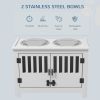 Dog Food Storage Cabinet with Bowls & Dog Feeding Station, White