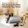 Stainless Steel Cat Litter Box with High Sides Lid, Extra Large XL for Big Cats