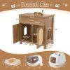Hidden Cat Litter Box Enclosure Furniture with Scratching Board