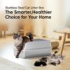 Stainless Steel Cat Litter Box with High Sides Lid, Extra Large XL for Big Cats
