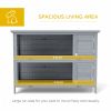 54" 2-Story Large Rabbit Hutch Bunny Cage Wooden Pet House Small Animal Habitat with Lockable Doors