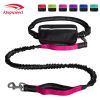 Hands Free Dog Leash with Zipper Pouch; Dual Padded Handles and Durable Bungee for Walking