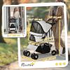 Dog Stroller, One-click Folding Pet Stroller with Cup Holder, 4 Wheels Travel Carrier w/ Brakes