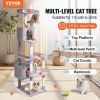 VEVOR Cat Tree for Indoor Cats, 72" Cat Tower with 2 Cat Condos, Sisal Scratching Post, Hammock, Top Perch, Jumping Platforms