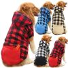 Plaid Dog Hoodie Pet Clothes Sweaters with Hat and Pocket Christmas Classic Plaid Costumes