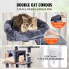 Cat Tree for Indoor Cats, 63" Cat Tower with 2 Cat Condos, Sisal Scratching Post, Hammock, Top Perch, Jumping Platforms