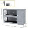 54" 2-Story Large Rabbit Hutch Bunny Cage Wooden Pet House Small Animal Habitat with Lockable Doors