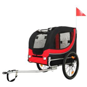 Large Folding Bike Trailer For Dogs 120LB Capacity All-Terrain, Durable Steel Frame For Cycling, Jogging, Camping  Outdoor Adventures (Option: Black Red)