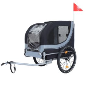 Large Folding Bike Trailer For Dogs 120LB Capacity All-Terrain, Durable Steel Frame For Cycling, Jogging, Camping  Outdoor Adventures (Option: Black Gray)