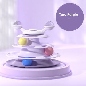 4 Levels Cat Toy Tower Turntable Roller Balls Toys Interactive Intelligence Pets Toys Training (Option: Taro Purple-OPP Bag Packaging)