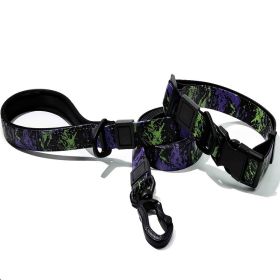 Embossed Waterproof Tear Resistant UV Printed Dog Leash Collar Set (Option: Purple)