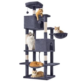 66 Inch Cat Tree Tower, Large Multi-Cat Climbing Extended Platform, Indoor Cats And Kittens Play (Option: Dark grey)