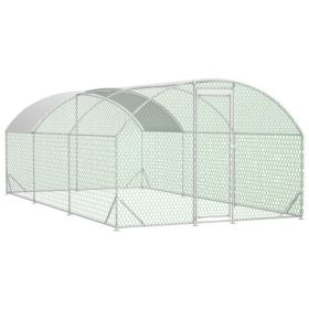 Large Metal Chicken Coop Run Waterproof Anti UV Cover Hen House (Option: Silver)
